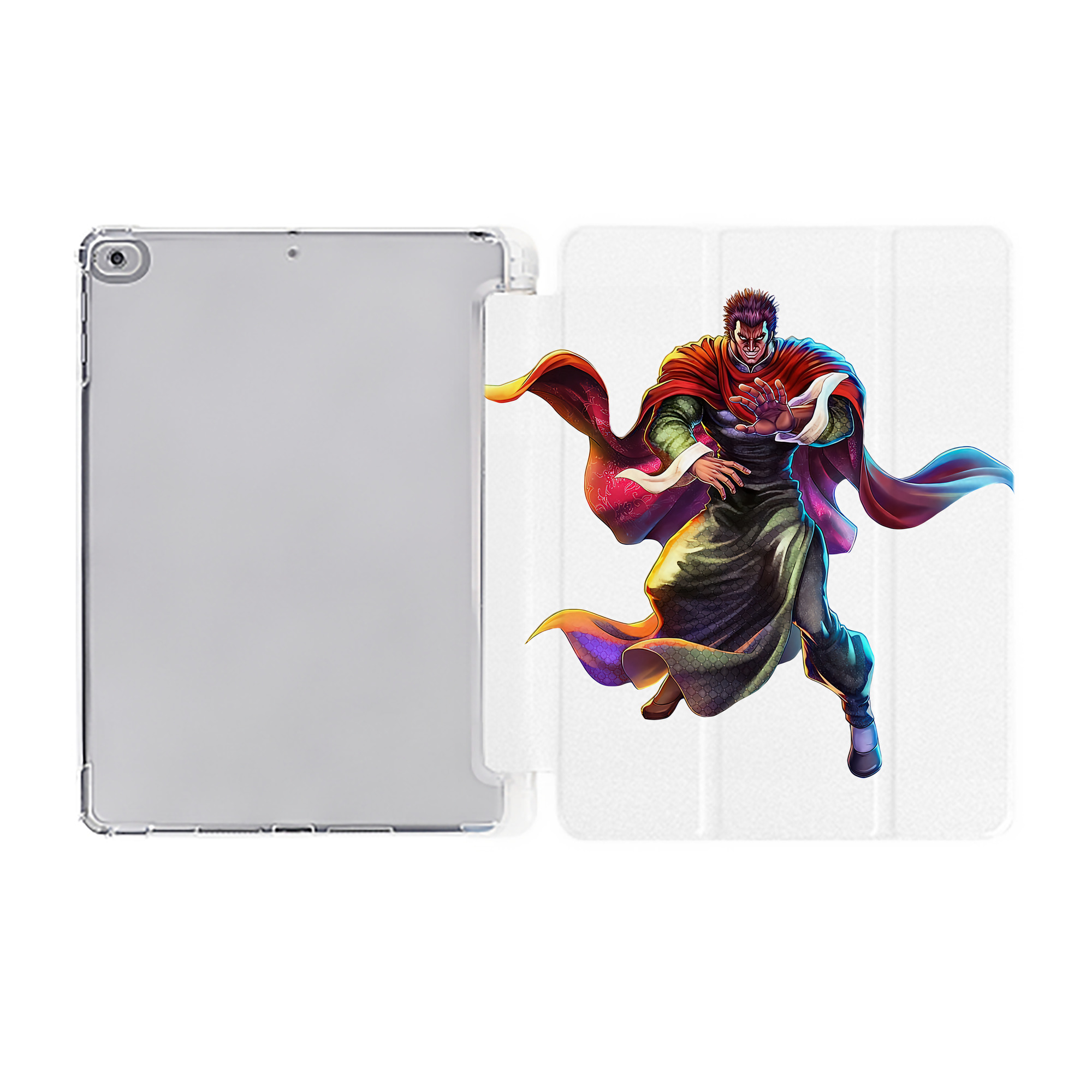 （画像用） 北斗の拳 Fist of the North Star IPad ケース ペン収納付き 三つ折りスタンド PUレザー×シリコン 対応機種9.5/10.5/10.9インチ